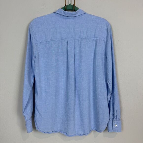 LOFT Light Blue Linen Viscose Button Up Shirt M - Picture 3 of 8